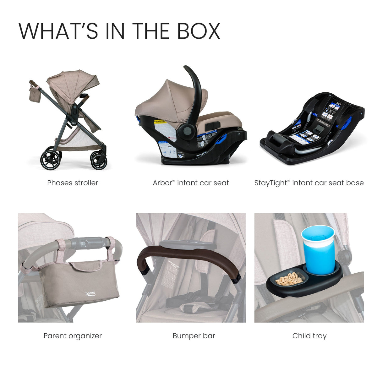 Phases Travel System with Arbor Infant Car Seat + StayTight Base Strollers - Travel Systems Britax