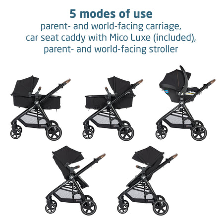maxi cosi double travel system Maxi Cosi Zelia Luxe 5-in-1 Modular Travel System (New Hope Black)