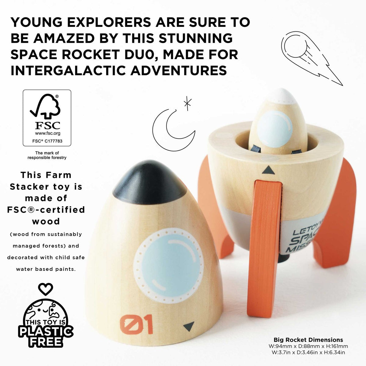 Le Toy Van Magnetic Space Rocket Duo – Destination Baby & Kids