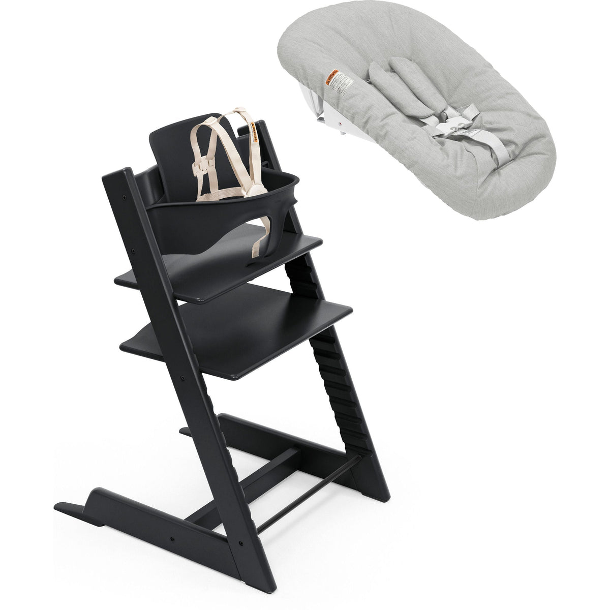 Tripp Trapp High Chair² with Newborn Set High Chairs Stokke Black, Grey Newborn Set