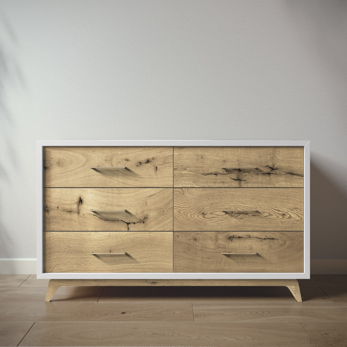Romina Uptown Double Dresser Dressers Romina Furniture Solid White Bar Handle - Gold