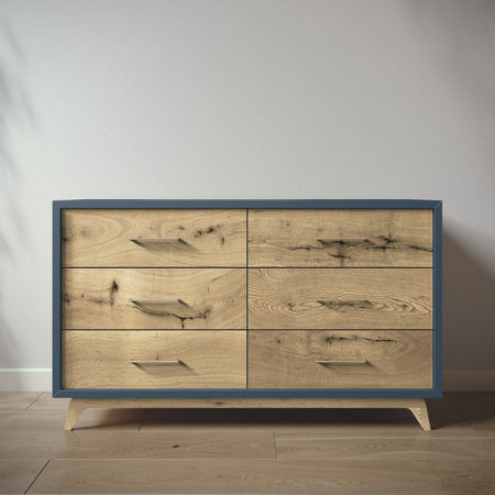 Romina Uptown Double Dresser Dressers Romina Furniture Navy Bar Handle - Gold