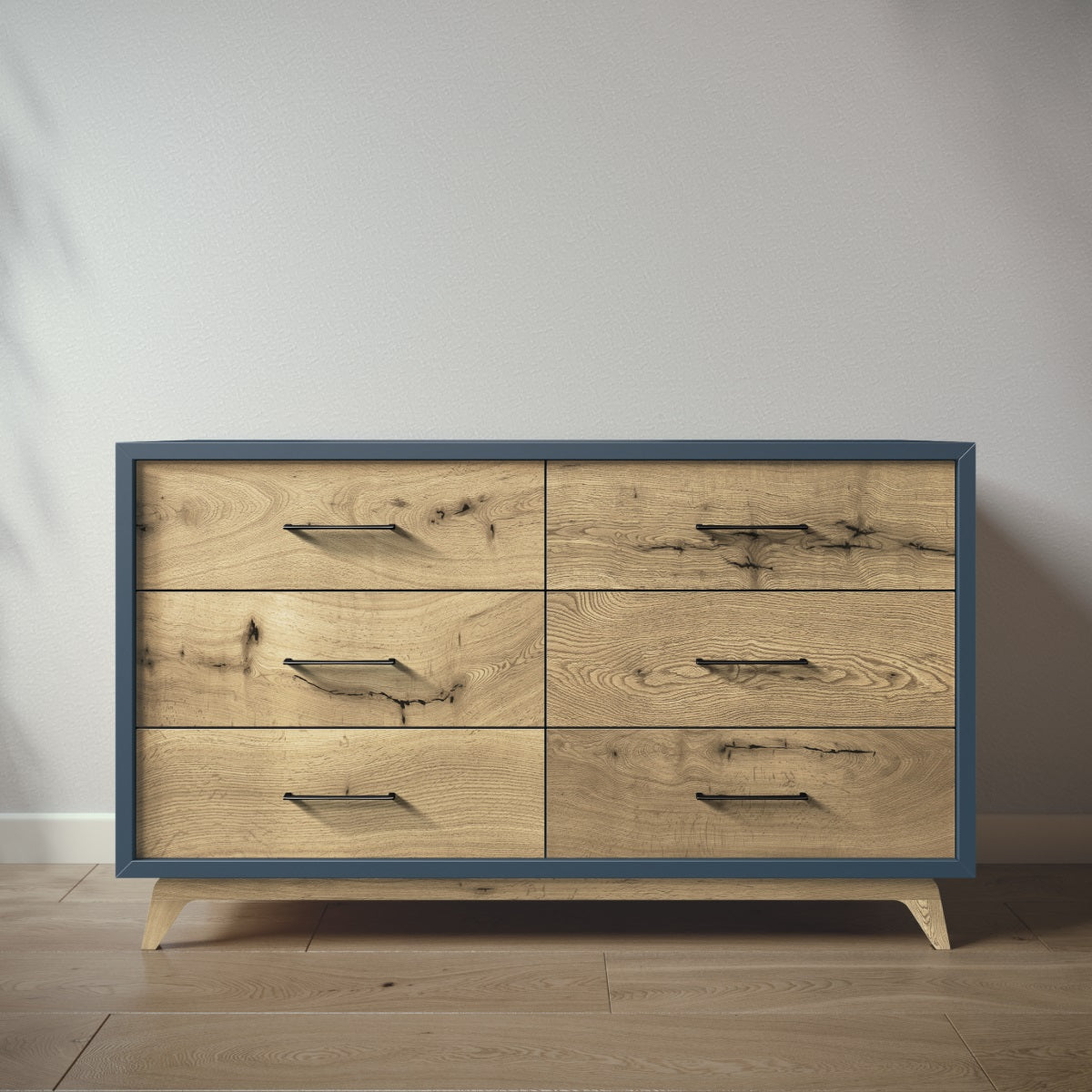 Romina Uptown Double Dresser Dressers Romina Furniture Navy Bar Handle - Matte Black