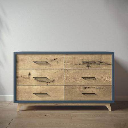 Romina Uptown Double Dresser Dressers Romina Furniture Navy Bar Handle - Matte Black