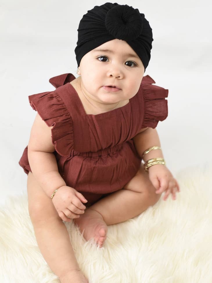 Ruffled Racer-Back Romper - Maroon Clothing - Infant Yo Baby