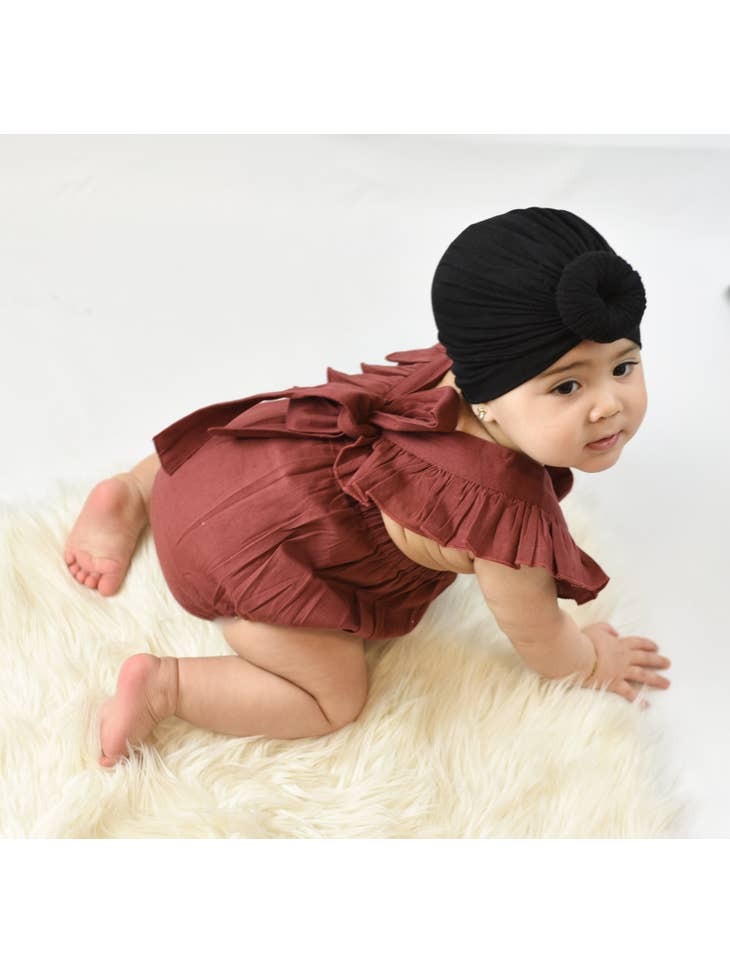 Ruffled Racer-Back Romper - Maroon Clothing - Infant Yo Baby