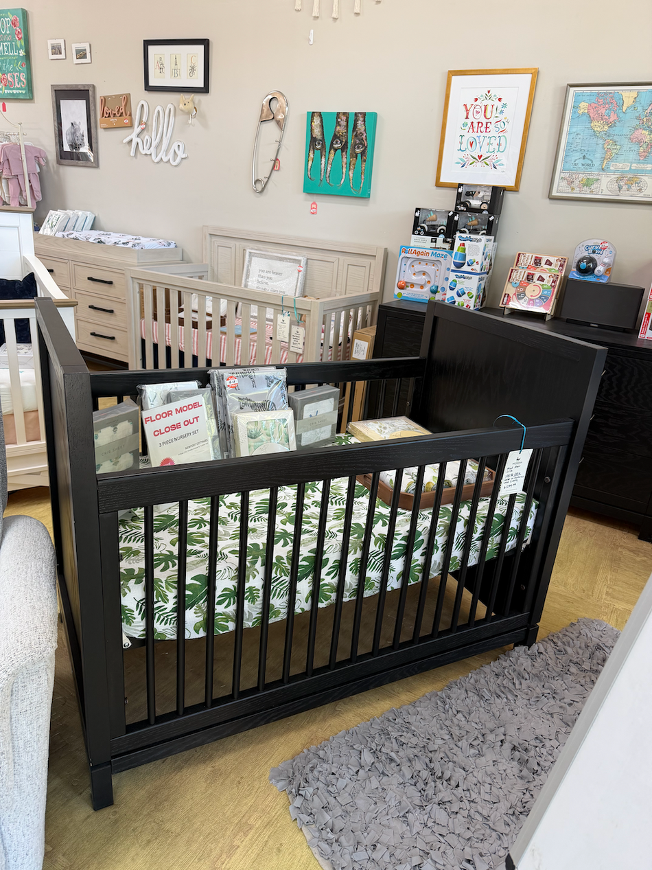 Artisan Classic Crib, Double Dresser & Guard Rail - Black w/ Gold - Floor Model Set Crib Sets Newport Cottages