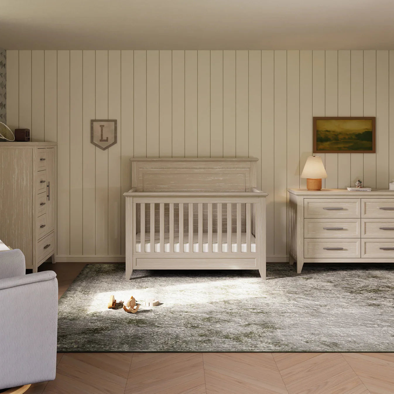 Monogram by Namesake Barrow Rustic 4-in-1 Convertible Flat Top Crib Convertible Cribs Namesake