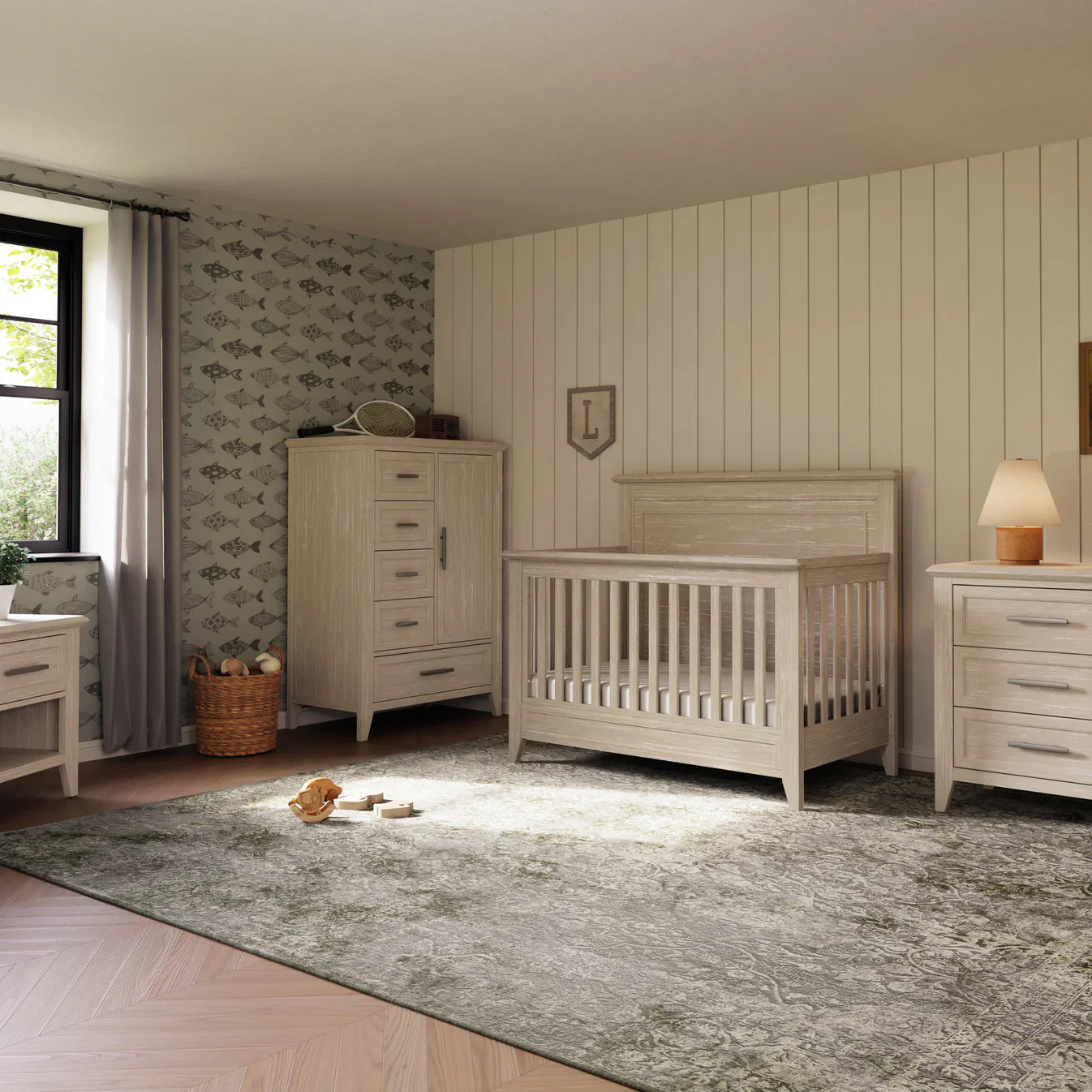 Monogram by Namesake Barrow Rustic 4-in-1 Convertible Flat Top Crib Convertible Cribs Namesake