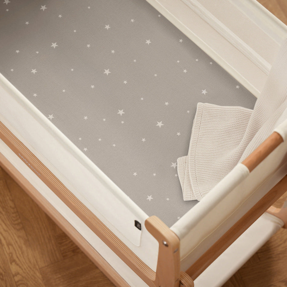 Bassinet 2 Pack Fitted Sheets - Gray Star