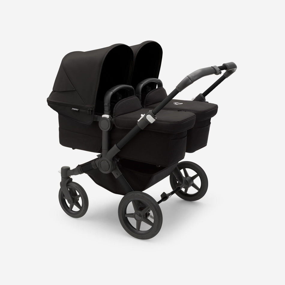 Donkey 5 Twin Bassinet & Seat Complete Stroller Strollers - Double Bugaboo Midnight Black w/ Black Frame