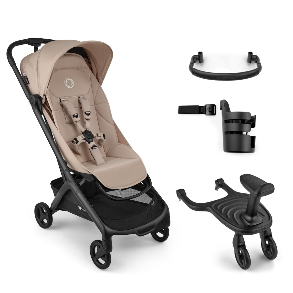 Butterfly 2 Plus Sibling Essentials Bundle Strollers - Single Bugaboo Desert Taupe