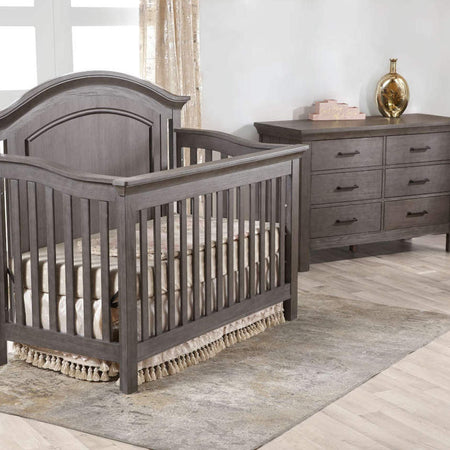 Como Arch Forever Crib + Double Dresser Set Crib Sets Pali Distressed Granite