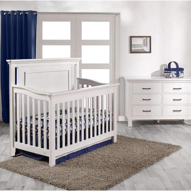 Como Flat Forever Crib + Double Dresser Set Crib Sets Pali Vintage White