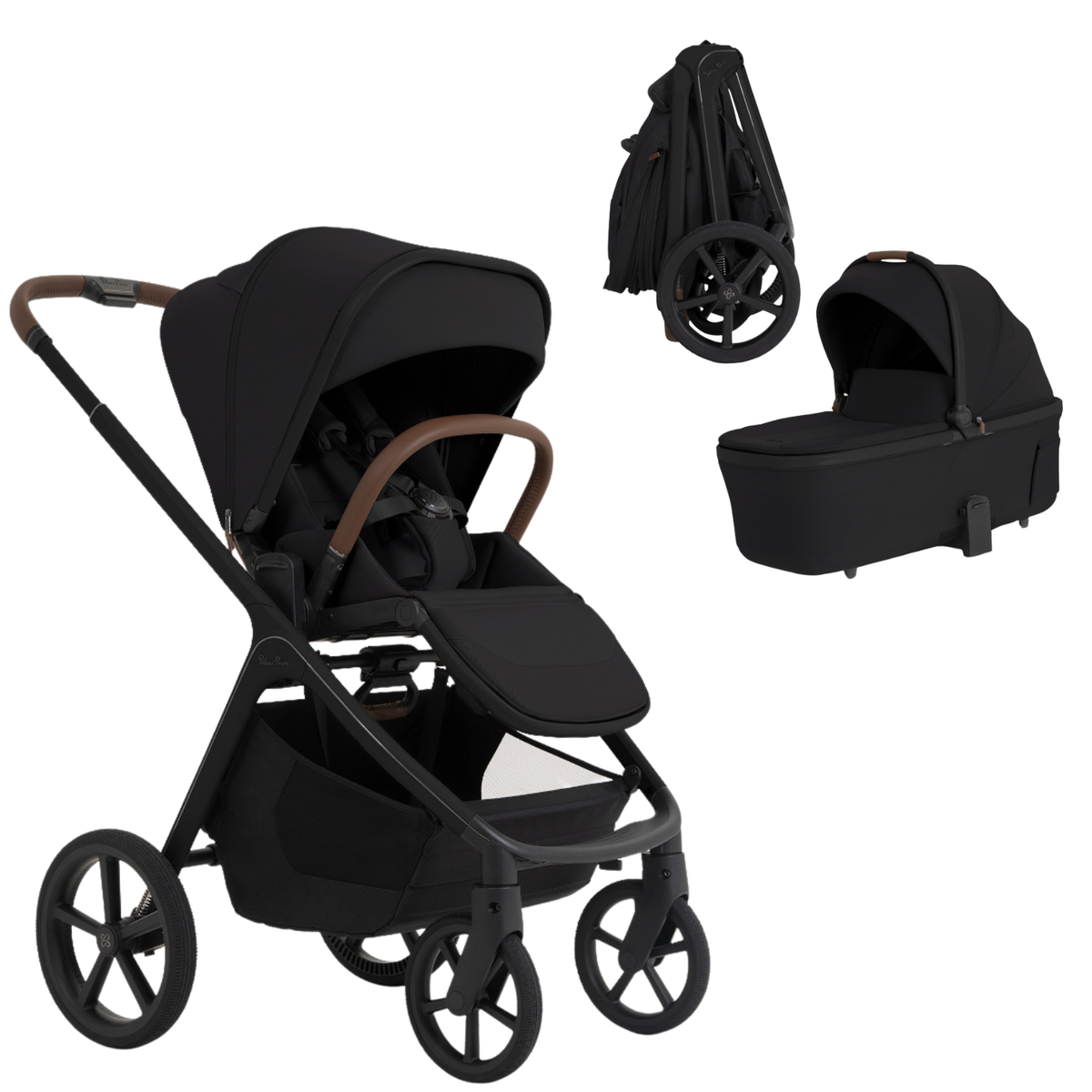 Cove 2 Full-Size All-Terrain Stroller + Folding Bassinet Bundle Strollers - Single Silver Cross Onyx