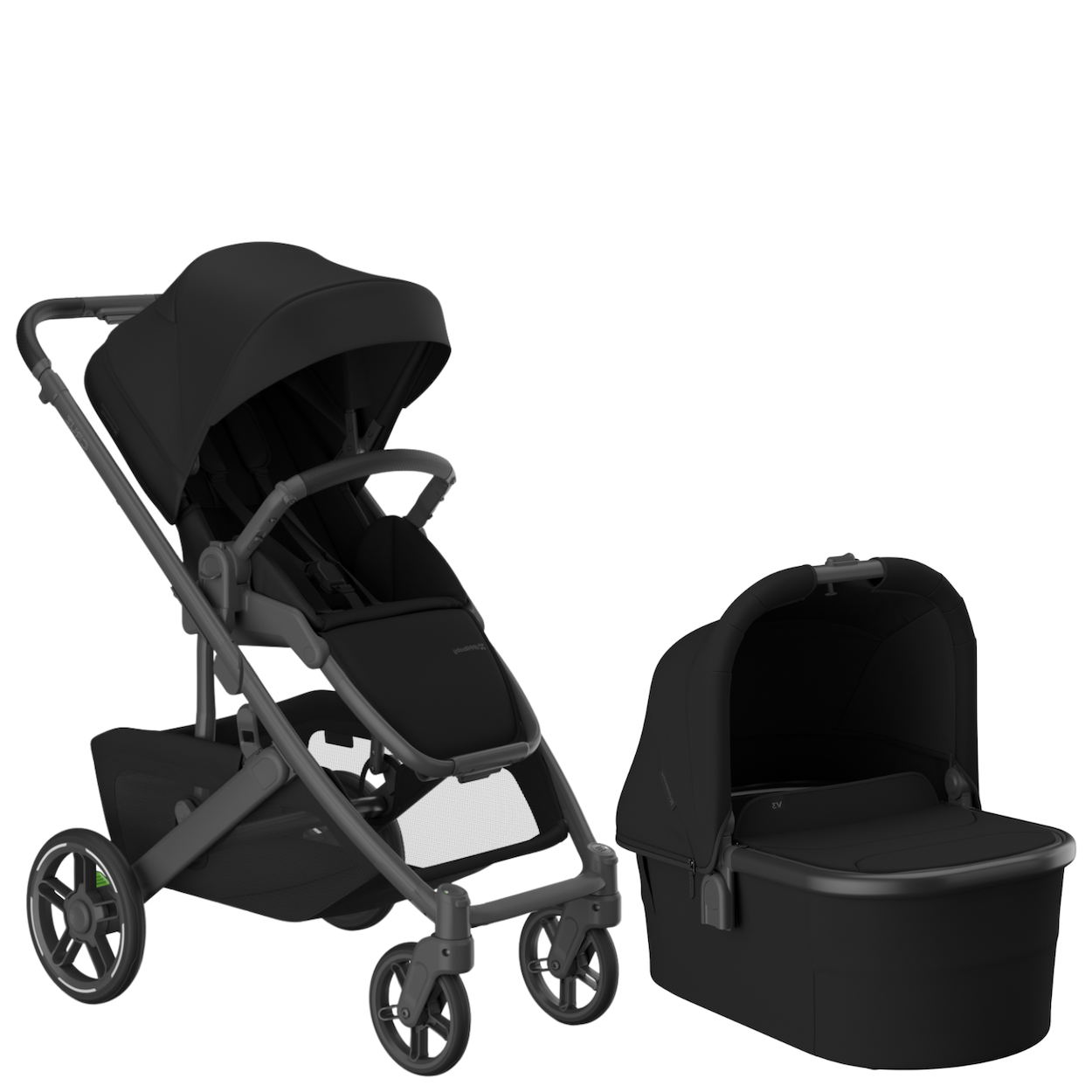 Cruz V3 + Bassinet V3 Stroller Bundle Strollers - Single UPPAbaby James - Black - Carbon Frame - Black Leather