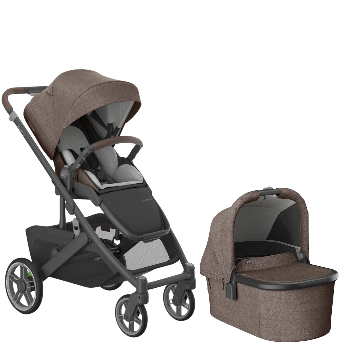Cruz V3 + Bassinet V3 Stroller Bundle Strollers - Single UPPAbaby Owen - Mocha Mélange | Carbon Frame | Chestnut Leather