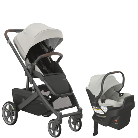 Cruz V3 Stroller + ARIA V2 Travel System Strollers - Travel Systems UPPAbaby Savannah – Pearl Gray Jacquard | Carbon Frame | Chestnut Leather