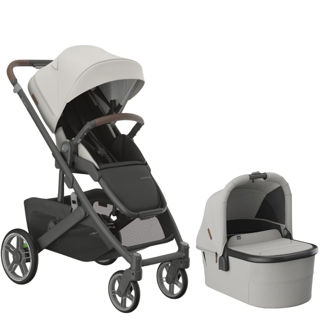Cruz V3 + Bassinet V3 Stroller Bundle Strollers - Single UPPAbaby Savannah – Pearl Gray Jacquard | Carbon Frame | Chestnut Leather