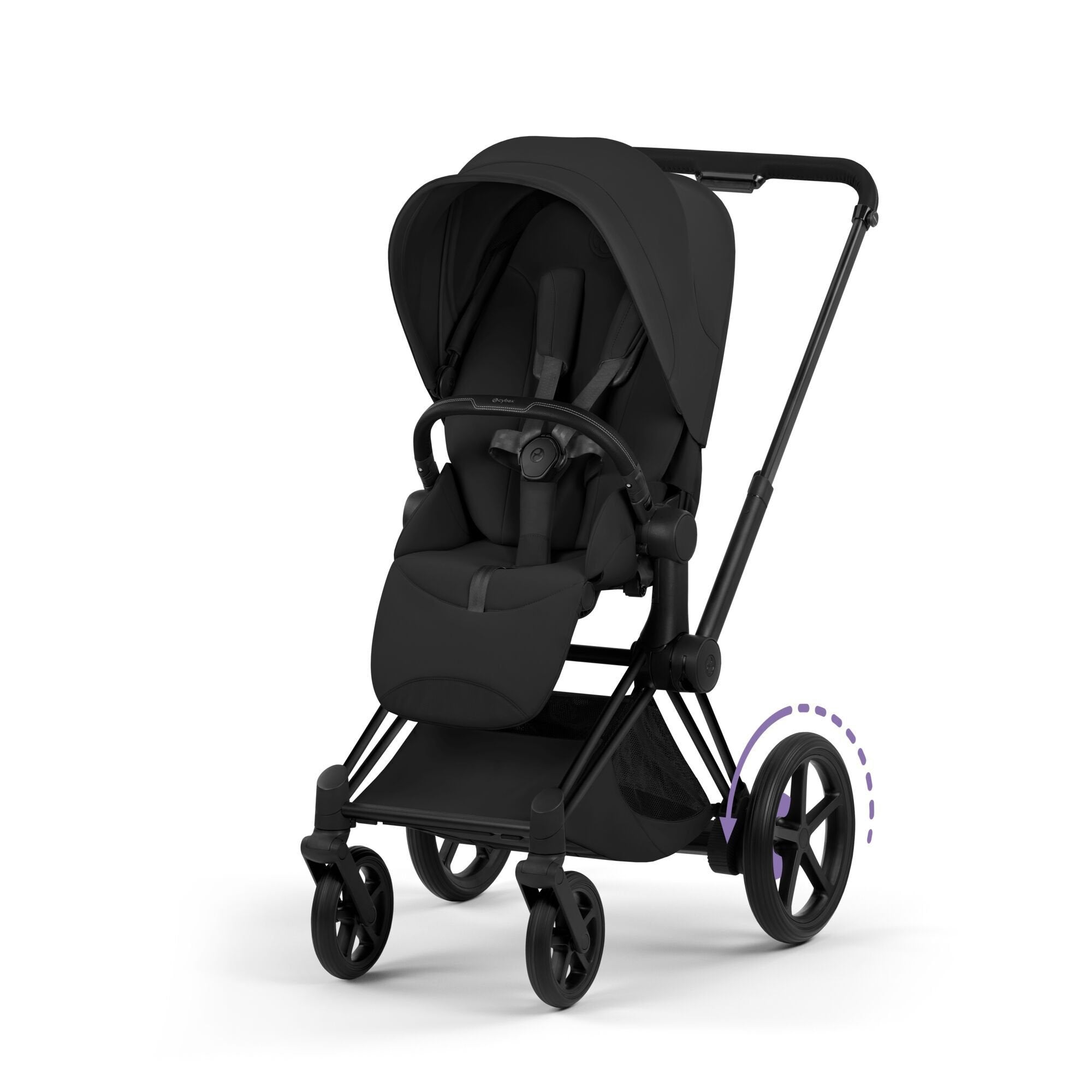 e-Priam Stroller - Style Collection - Matte Black Frame Strollers - Single Cybex Sepia Black