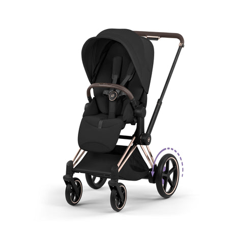 e-Priam Stroller - Style Collection - Rose Gold Frame Strollers - Single Cybex Sepia Black