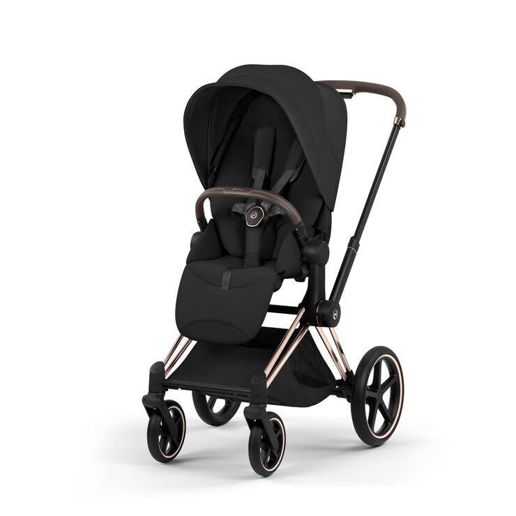 Priam Stroller - Style Collection - Rose Gold Frame Strollers - Single Cybex Sepia Black