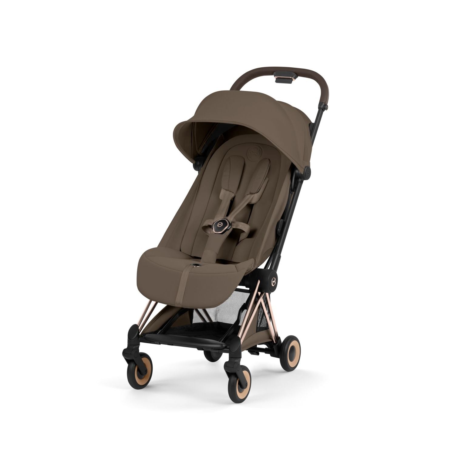 COYA Compact Travel Stroller - Style Collection Strollers - Single Cybex Rose Gold - Coconut Brown Lux Seat