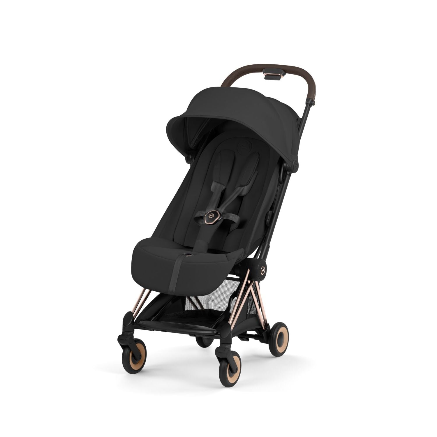 COYA Compact Travel Stroller - Style Collection Strollers - Single Cybex Rose Gold - Sepia Black Lux Seat