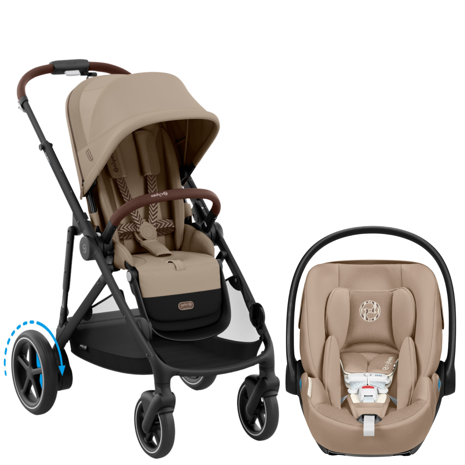 Cybex e-Gazelle S Stroller + Cloud G Pro Infant Car Seat Travel
