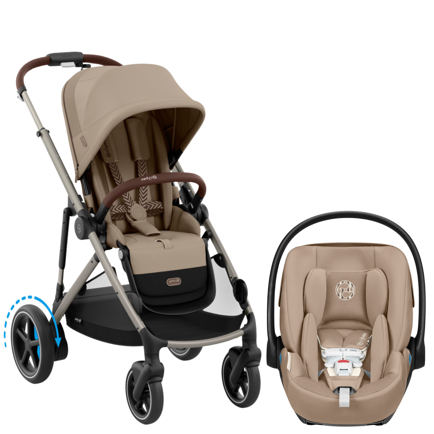 pram stroller and car seat Cybex e-Gazelle S Electronic Assist Stroller, Silver Frame/Ocean Blue