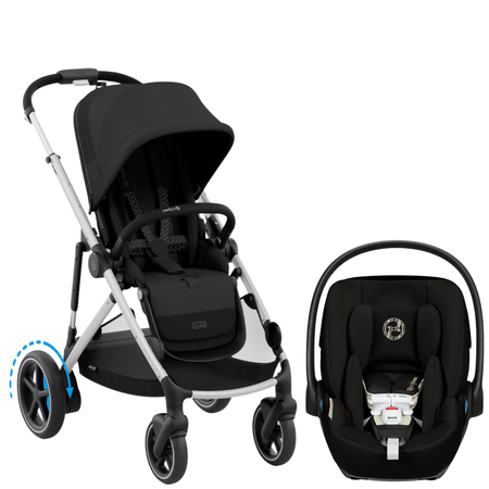 e-Gazelle S Stroller + Cloud G Pro Infant Car Seat Travel System Strollers - Travel Systems Cybex Moon Black ( Silver Frame ) w/ Moon Black