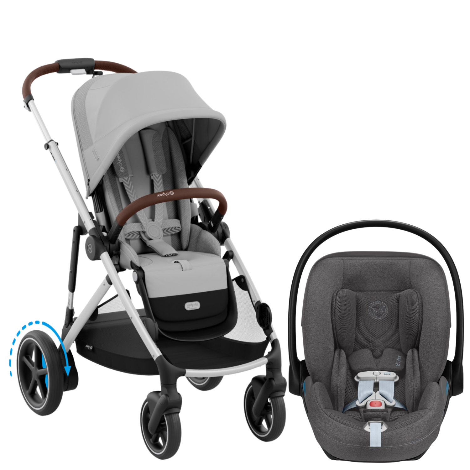 Cybex e-Gazelle S Stroller + Cloud T Infant Car Seat Travel System