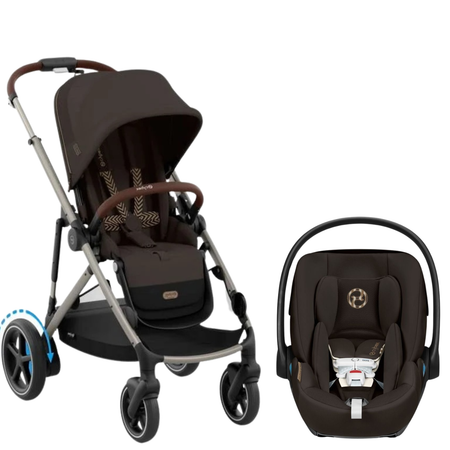 e-Gazelle S Stroller + Cloud G Pro Infant Car Seat Travel System Strollers - Travel Systems Cybex Chocolate Brown ( Taupe Frame )