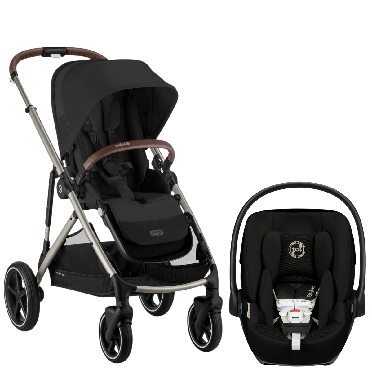 Gazelle S Stroller + Cloud G Pro Travel System Strollers - Travel Systems Cybex Moon Black ( Taupe Frame ) w/ Moon Black