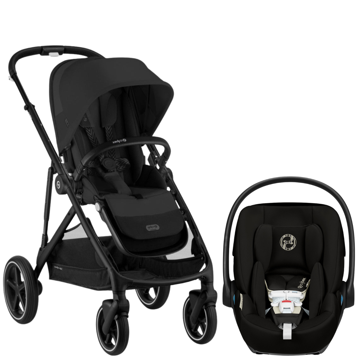 Gazelle S Stroller + Cloud G Pro Travel System Strollers - Travel Systems Cybex Moon Black ( Black Frame ) w/ Moon Black