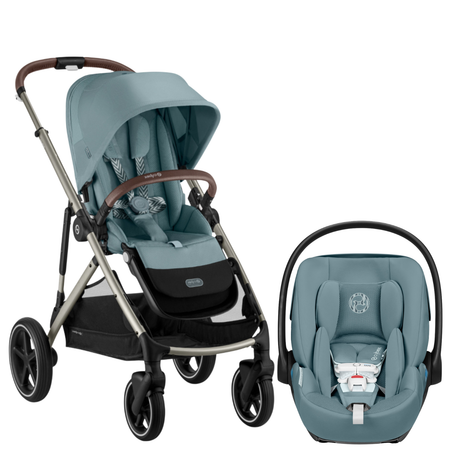 Gazelle S Stroller + Cloud G Pro Travel System Strollers - Travel Systems Cybex Sky Blue ( Taupe Frame ) w/ Stormy Blue