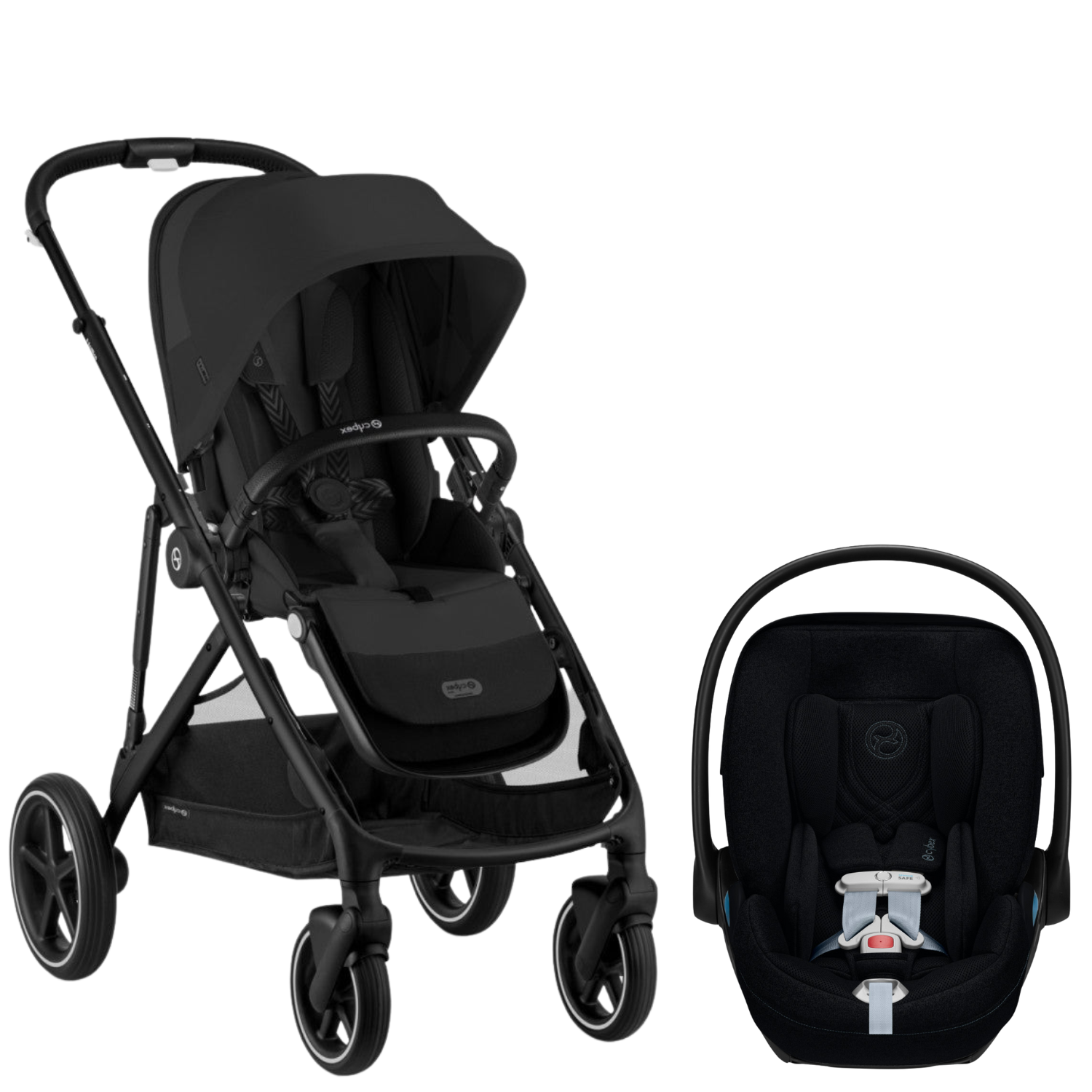 Gazelle S Stroller + Cloud T Travel System Strollers - Travel Systems Cybex Moon Black ( Black Frame ) w/ Sepia Black