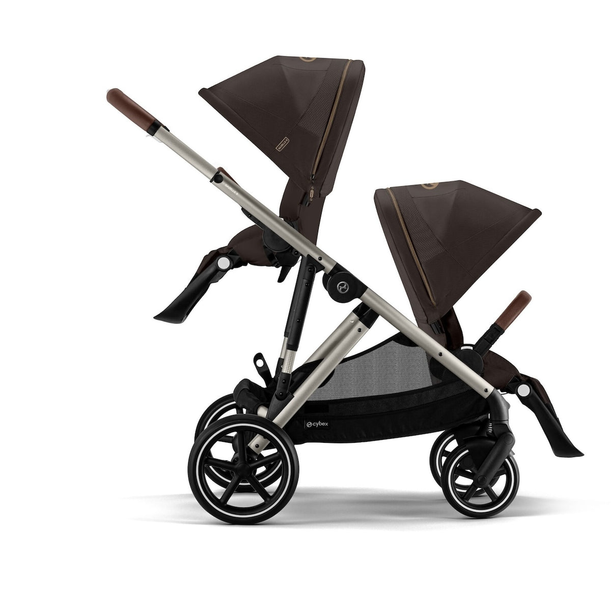 Gazelle S Double Stroller Strollers - Double Cybex Chocolate Brown w/ Taupe Frame