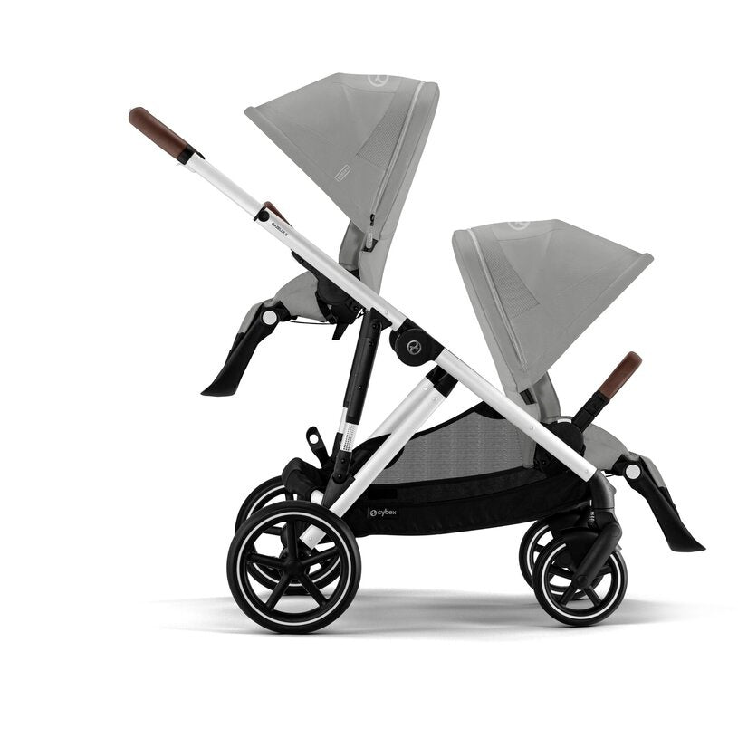 Gazelle S Double Stroller Strollers - Double Cybex Stone Grey w/ Silver Frame