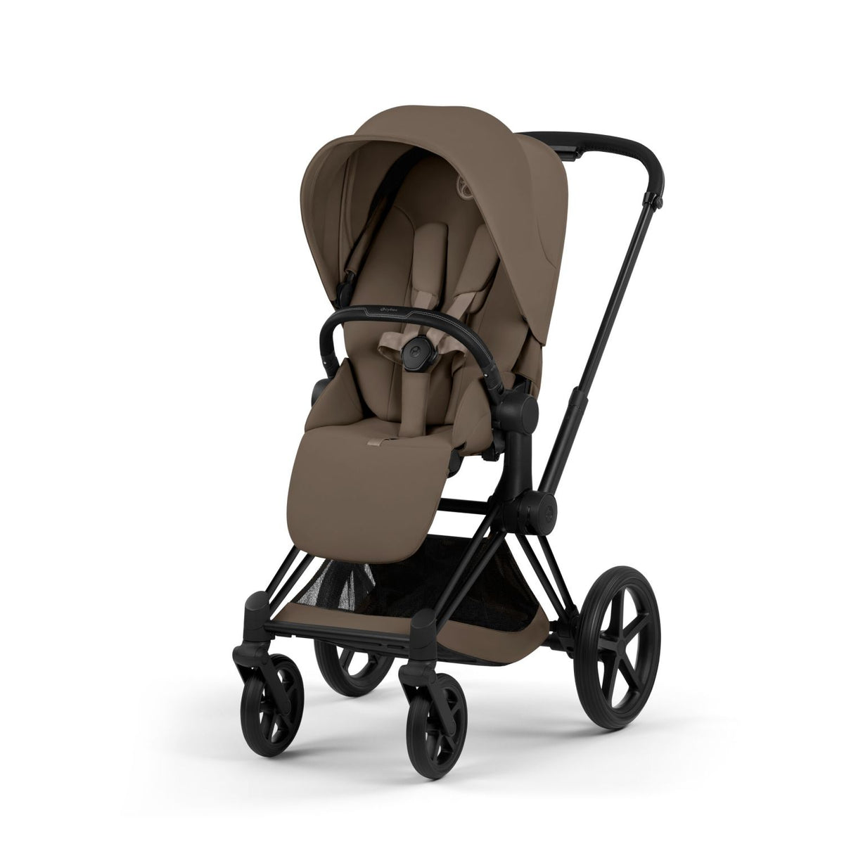 Priam Stroller - Style Collection - Matte Black Frame Strollers - Single Cybex Coconut Brown