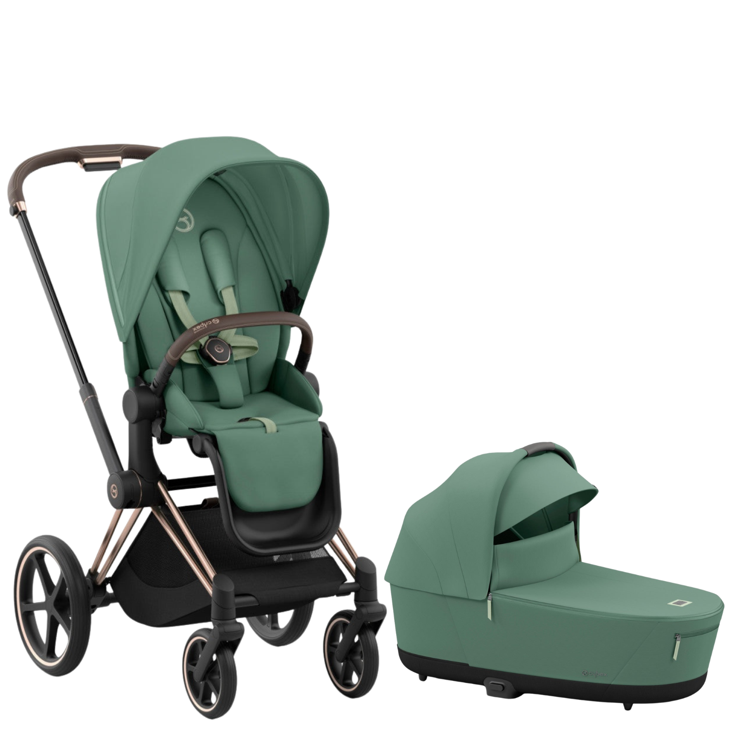 サイベックス プリアム ベビーカー コット付  cybex priam cot set Cybex Priam 4 Stroller + Lux Carry Cot - Cozy Beige ( Rose Gold