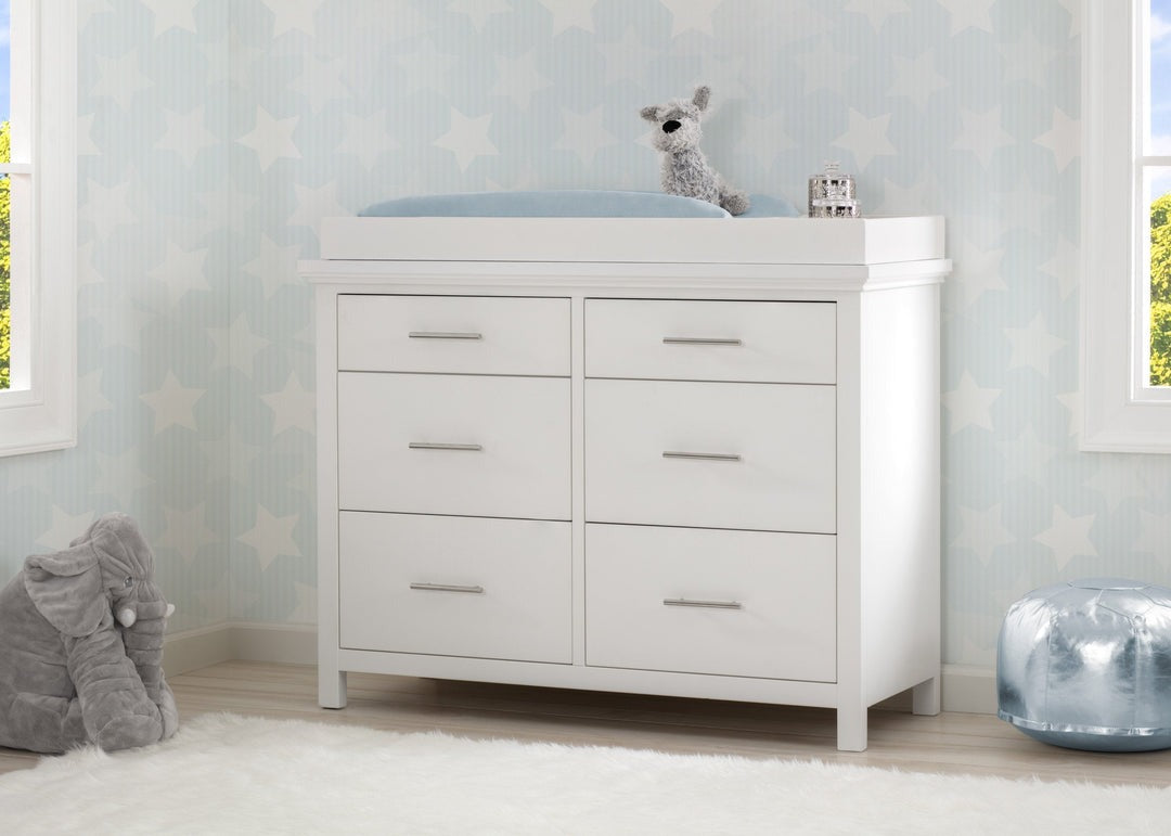 Avery 6 Drawer Dresser with Changing Top Bianca White (130)