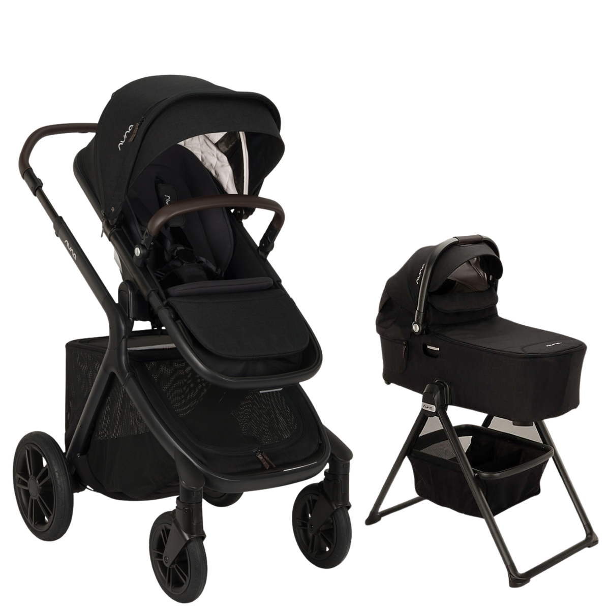 DEMI icon Stroller + DEMI Series Bassinet & Stand | Newborn Stroller Bundle Strollers - Single Nuna Caviar