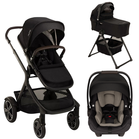 DEMI Next with Bassinet + PIPA AIRE - Caviar Strollers - Travel Systems Nuna