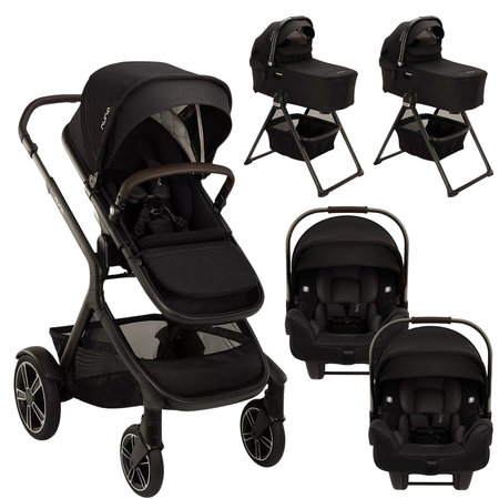 DEMI next Stroller + Bassinet + RX Twin Bundle - Caviar Strollers - Travel Systems Nuna