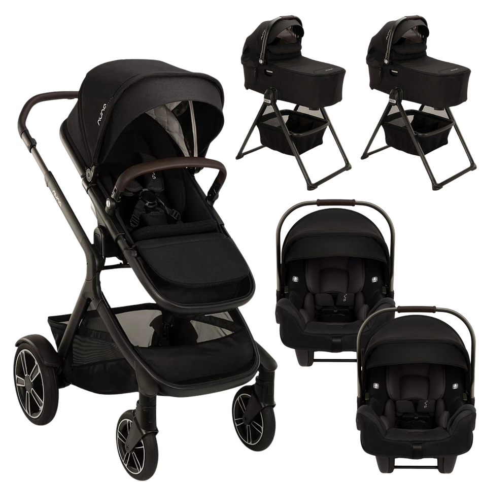DEMI next Stroller + Bassinet + RX Twin Bundle - Caviar Strollers - Travel Systems Nuna