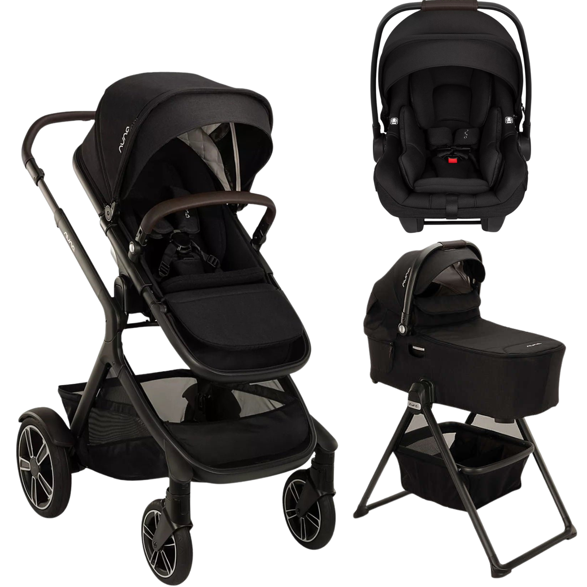 Demi Next Single to Double Stroller + PIPA AIRE RX + Bassinet Travel System Strollers - Travel Systems Nuna Caviar