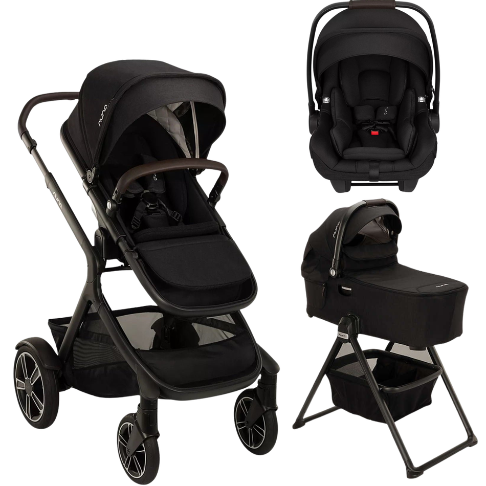 Demi Next Single to Double Stroller + PIPA AIRE RX + Bassinet Travel System Strollers - Travel Systems Nuna Caviar