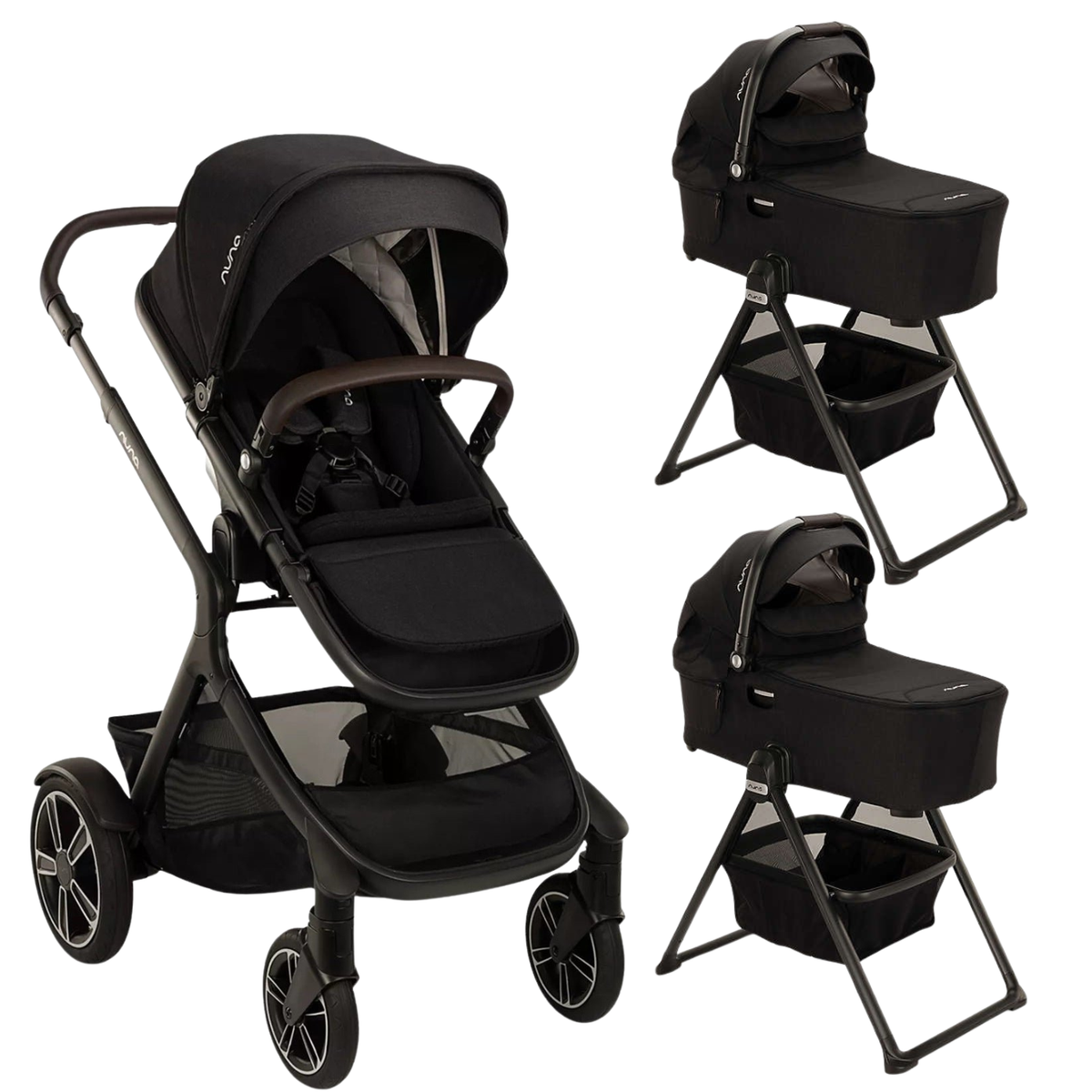 DEMI next Stroller + Twin Bassinet Bundle - Caviar Strollers - Travel Systems Nuna
