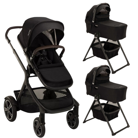 DEMI next Stroller + Twin Bassinet Bundle - Caviar Strollers - Travel Systems Nuna